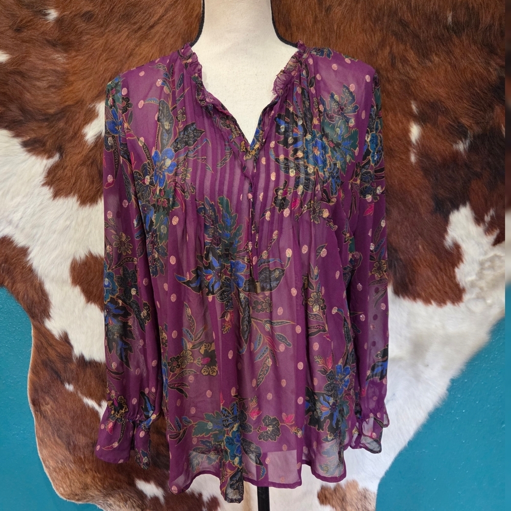 Liz Claiborne Purple Floral Blouse